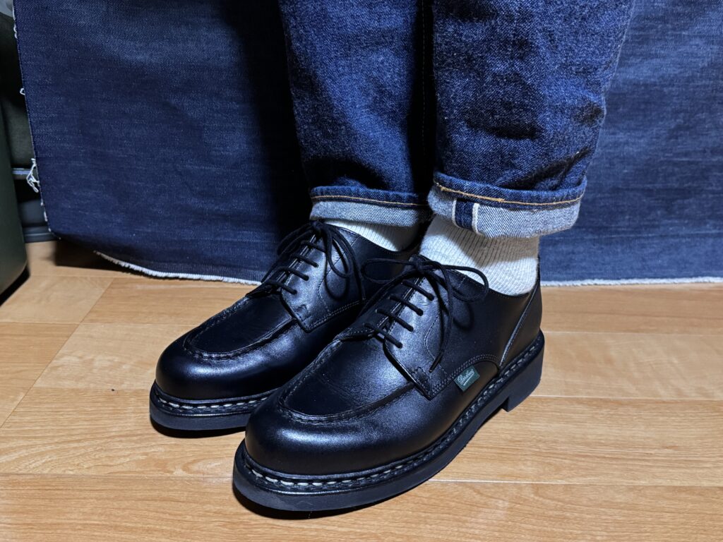 現行シャンボードの着用全体（横から）