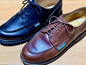 パラブーツ シャンボードの現行とデカタグを並べて比較