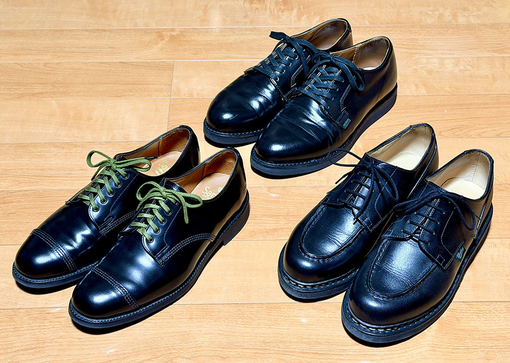 サンダース ポストマン シャンボード 斜め右上 ワーク ミリタリー タウンユース 革靴 三足 比較