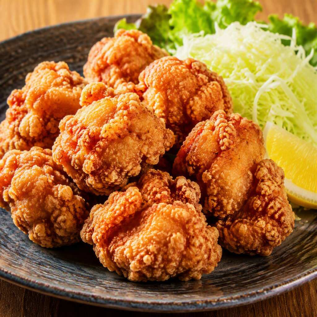 油っこい食事の例として撮影した唐揚げ